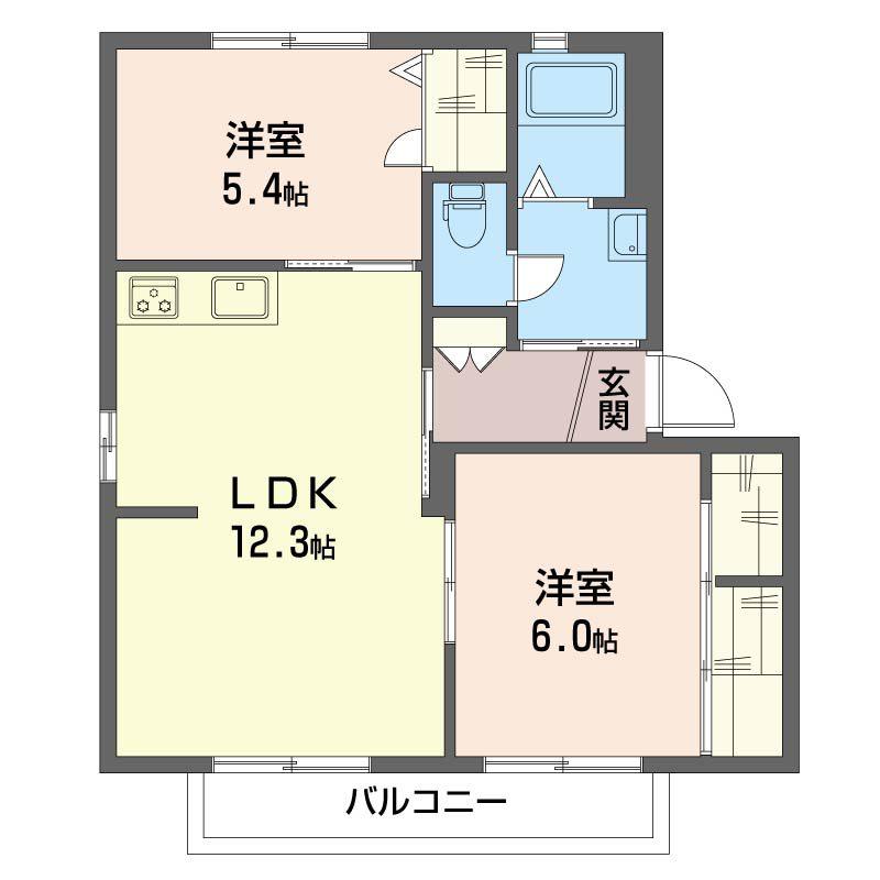 サニーテラス・ミヤII(2LDK/2階)の間取り写真