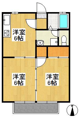 フィオーレ倉敷A棟(2DK/1階)の間取り写真