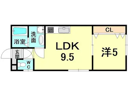 JS小山町(1LDK/1階)の間取り写真