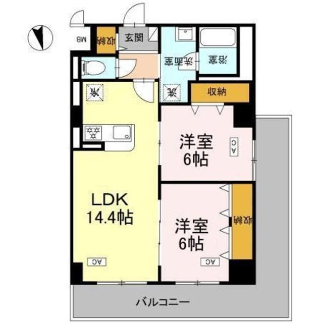 カスタリア西船橋II(2LDK/3階)の間取り写真