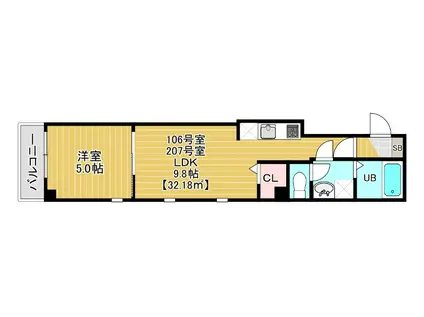 COTE DOR SOGA(1LDK/1階)の間取り写真