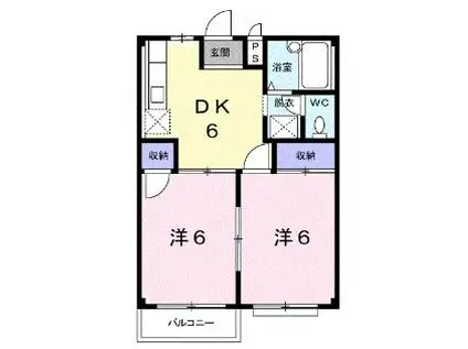 エルディムシャルマン B(2DK/2階)の間取り写真
