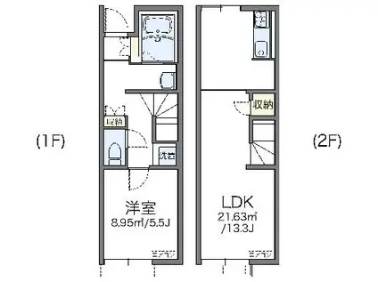 レオネクストパークサイドヒルII(1LDK/1階)の間取り写真