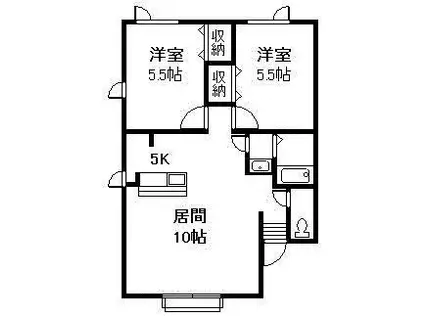 ヴィーナスヴィラ(2LDK/2階)の間取り写真