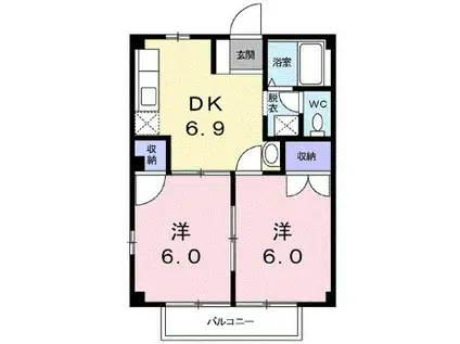 ドルミール光洋A(2DK/1階)の間取り写真