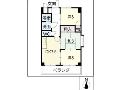 八田坪井ハイツ(3DK/5階)の間取り写真