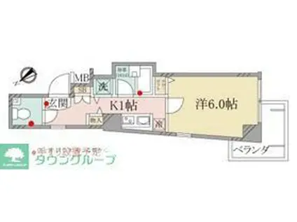 パークウェル高円寺弐番館(1K/2階)の間取り写真