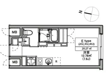 ASTILE世田谷松原(ワンルーム/4階)の間取り写真
