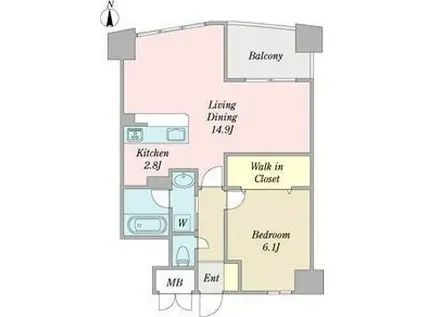 プロシード新瑞橋(1LDK/7階)の間取り写真