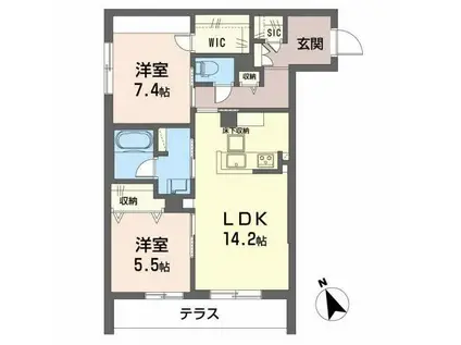SHA MAISON GRANDE(2LDK/1階)の間取り写真