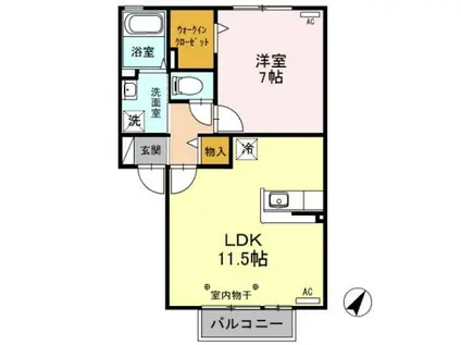 D-ROOM フローラルコート(1LDK/2階)の間取り写真