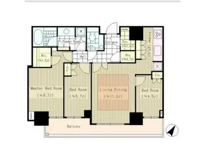 パークコート六本木ヒルトップ(3LDK/24階)の間取り写真