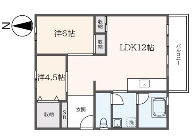 百草2-7-6号棟(2LDK/5階)の間取り写真