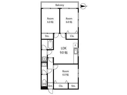 モアクレスト飛鳥(3LDK/3階)の間取り写真