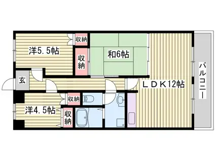 プラティーク英賀保(3LDK/3階)の間取り写真