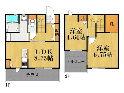 SOLEIL TERRACE(2SLDK/1階)の間取り写真