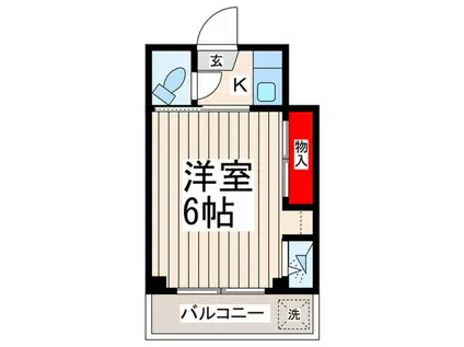 ソリューション門前仲町(1K/3階)の間取り写真