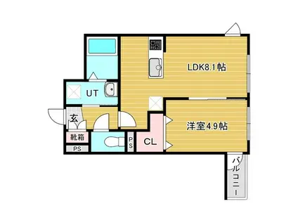 アルトローマ平岸(1LDK/4階)の間取り写真