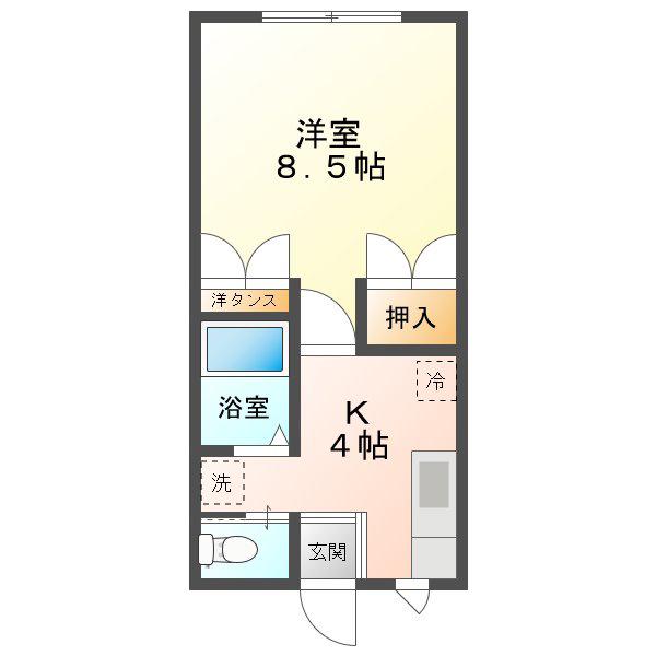 メゾンビリーブ(1K/2階)の間取り写真