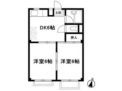 セラミックハイツ鶴見(2DK/2階)の間取り写真