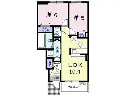 ツインチェリーN(2LDK/1階)の間取り写真