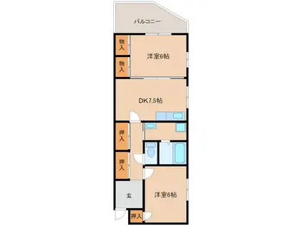 第95プロスパービル(2DK/2階)の間取り写真