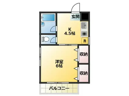 KWマンション(1K/3階)の間取り写真