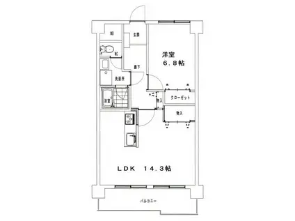 キャッスルメイ植田(1LDK/2階)の間取り写真