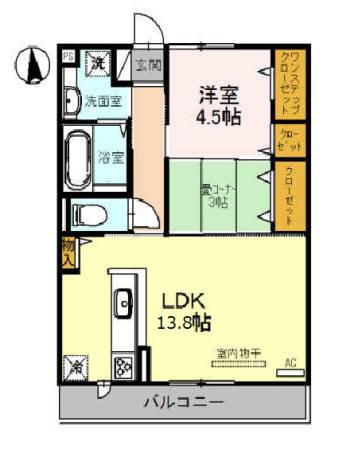 D-ROOMカトレア(2LDK/2階)の間取り写真