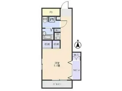 パレスパルミエB棟(ワンルーム/1階)の間取り写真