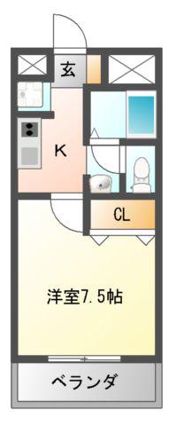 フィールドビレッジ(1K/2階)の間取り写真