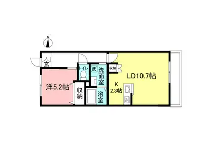 WISTERIA GARDEN(1LDK/2階)の間取り写真