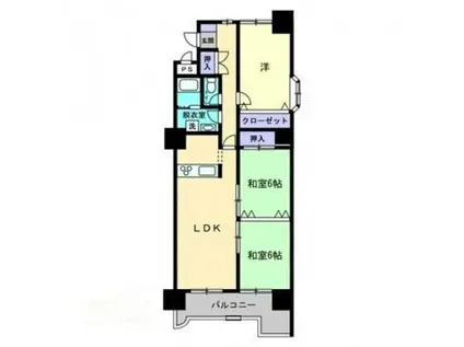 エスポワール林(3LDK/6階)の間取り写真
