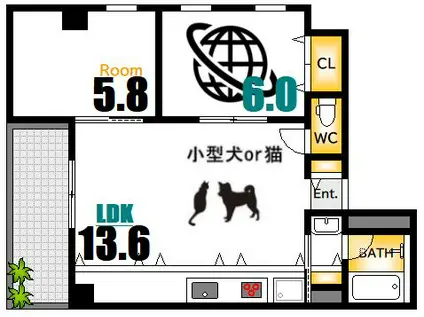 87G YOSHIJIMA AVE(1SLDK/5階)の間取り写真