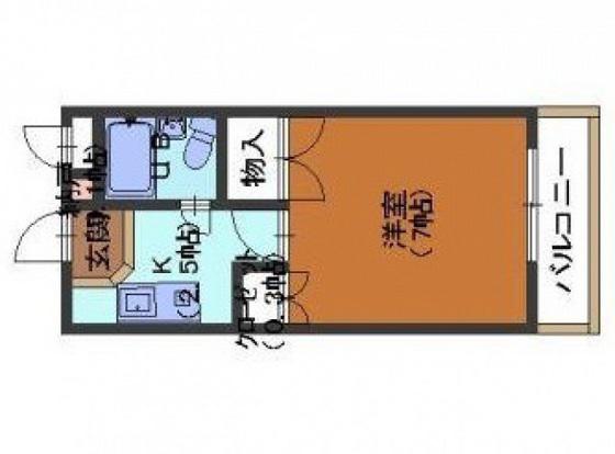 住岡荘(1K/2階)の間取り写真