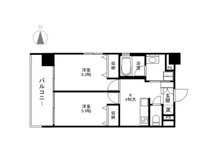 アーバンタワー西後町(2K/3階)の間取り写真