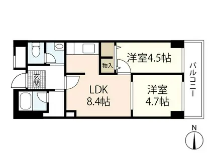 野村ソシエテ橋本町(2LDK/3階)の間取り写真