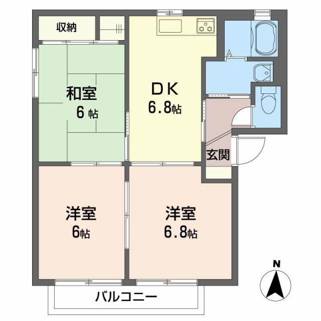 グランシード星岡 A(3DK/2階)の間取り写真