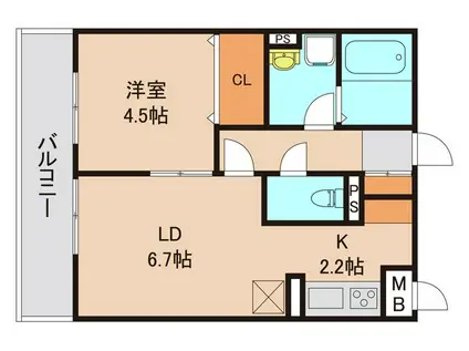 クレールV(1LDK/1階)の間取り写真