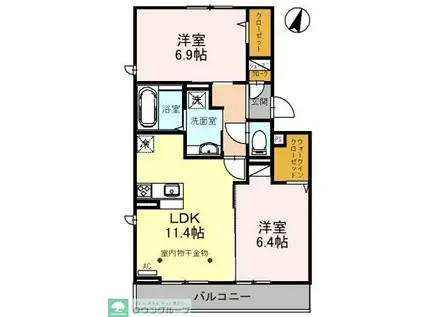 エクレール(2LDK/2階)の間取り写真