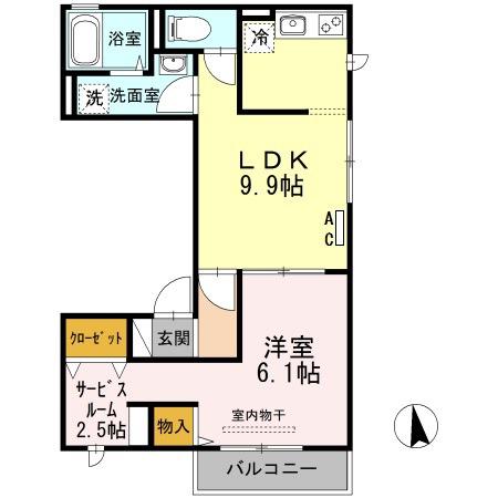 ウィングス(1SLDK/2階)の間取り写真