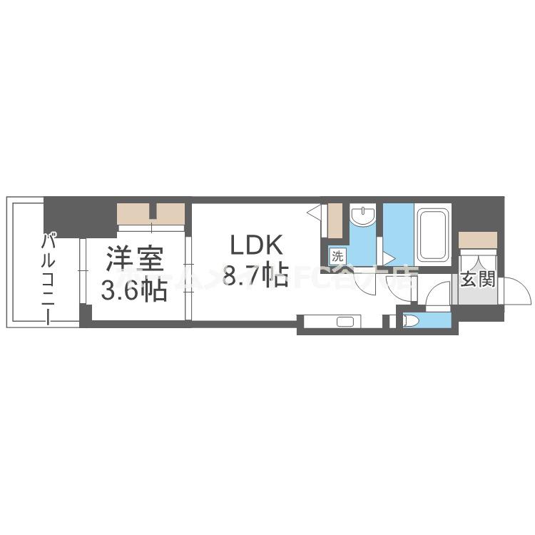 ミラージュパレス本町DEPART(1LDK/2階)の間取り写真