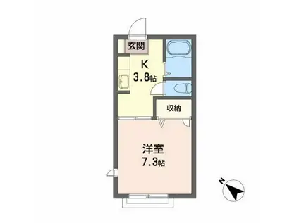 アーバンライフ駅西C(1K/2階)の間取り写真