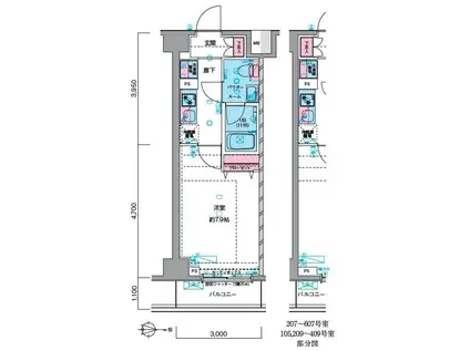 GENOVIA押上SKYGARDEN(1K/2階)の間取り写真