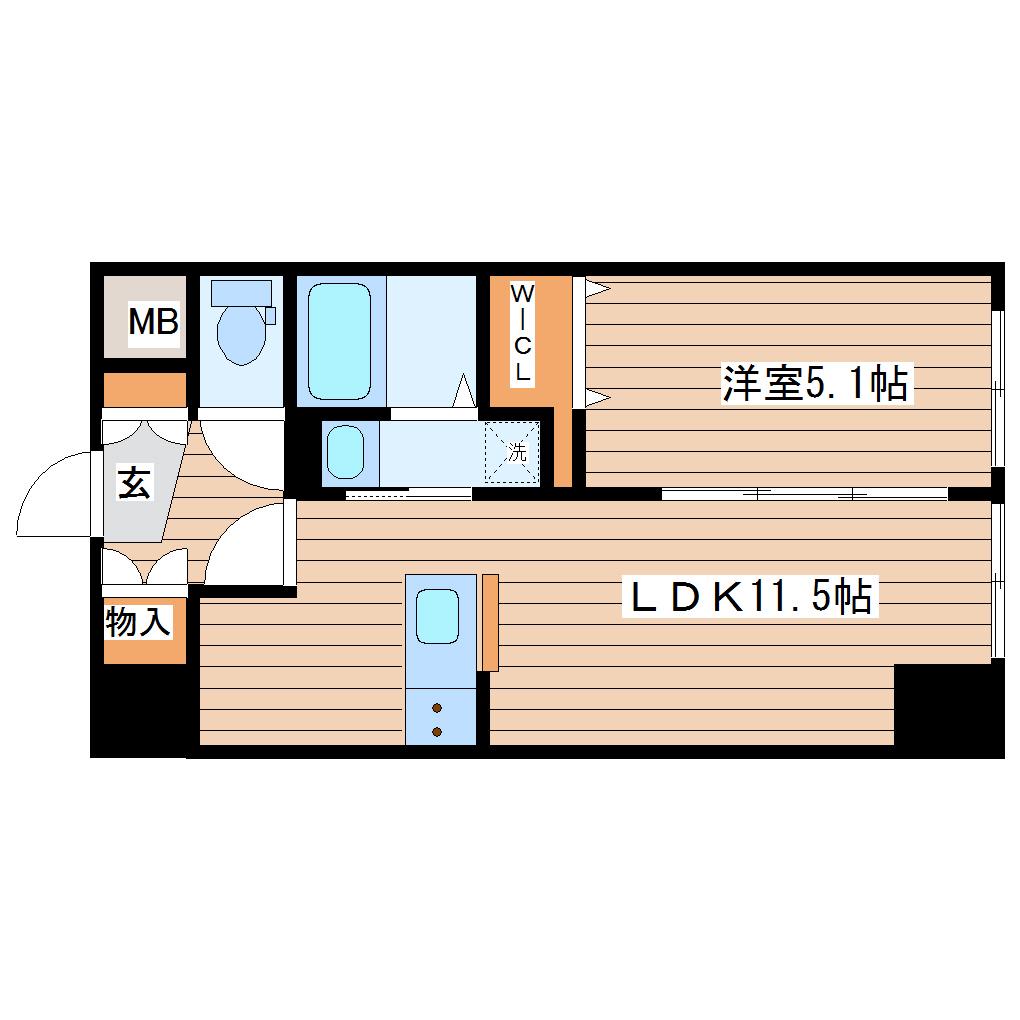 スパシアス鉄砲町東(1LDK/9階)の間取り写真