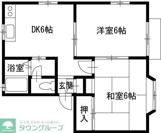グレースM&S B棟(2DK/2階)の間取り写真