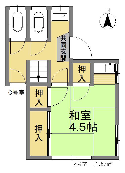 千坂荘(ワンルーム/1階)の間取り写真