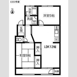 ハイツ北出 A棟(2LDK/3階)の間取り写真