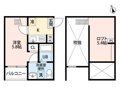 VENUSTA (1K/1階)の間取り写真