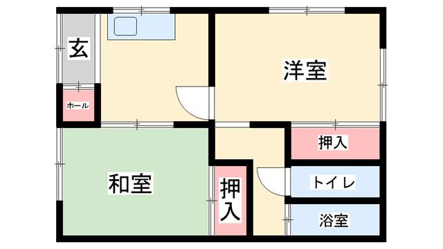 砂本荘(2DK/2階)の間取り写真